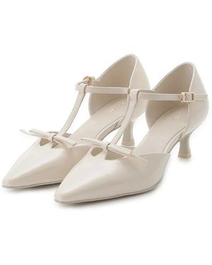 SNIDEL Classic T-Strap Mary Jane Heels - Natural