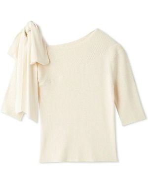 SNIDEL Ribbon Shoulder Knit Pullover - Natural