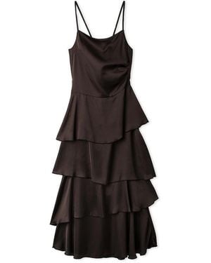 SNIDEL Satin Tiered Cami Dress - Black