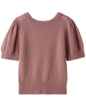 SNIDEL Sheer Mohair Puff Sleeve Knit Pullover - Pink