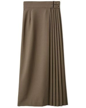 SNIDEL High-Waist Pleated Long Skirt - Brown