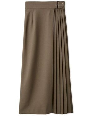 SNIDEL High-Waist Pleated Long Skirt - Brown