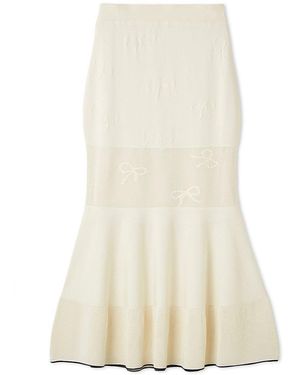 SNIDEL Ribbon Jacquard Knit Skirt - White