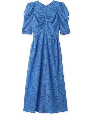 SNIDEL Sustainable Puff Sleeve Lace Dress - Blue