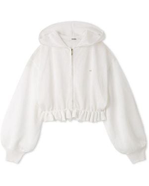 SNIDEL Cooling Touch Sheer Knit Hoodie - White