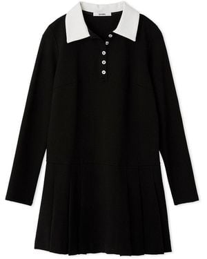 SNIDEL Collared Pleated Mini Dress - Black