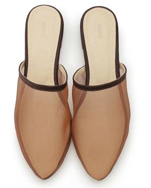 SNIDEL Sheer Tulle Flat Sandal - Natural