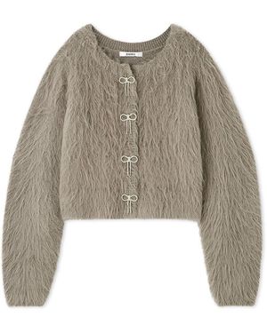 SNIDEL Faux Fur Cropped Cardigan - Natural