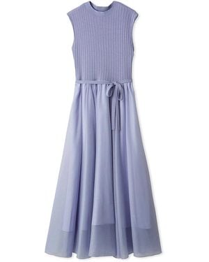SNIDEL Sleeveless Knit Docking Dress - Purple