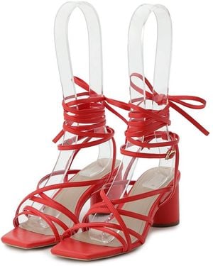 SNIDEL Lace-Up Heel Sandals - Red