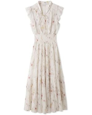 SNIDEL Sustainable Ribbed Waist Pleated Dress - White