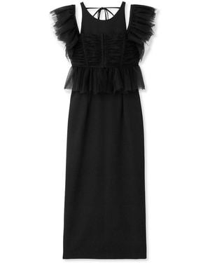 SNIDEL Tulle Bolero Maxi Dress - Black