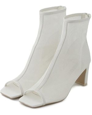 SNIDEL Open Toe Mesh Ankle Boot - Gray
