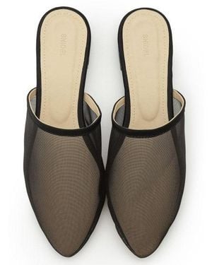 SNIDEL Sheer Tulle Flat Sandal - Black