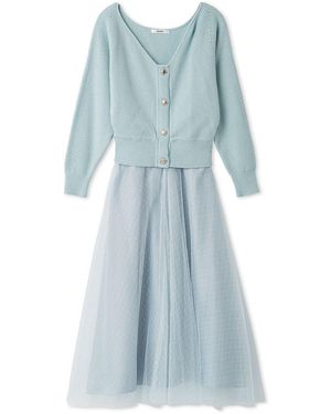 SNIDEL Tulle Skirt Set With Cardigan - Blue