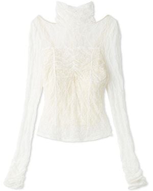 SNIDEL [Chacott] Lace Sheer Top - White