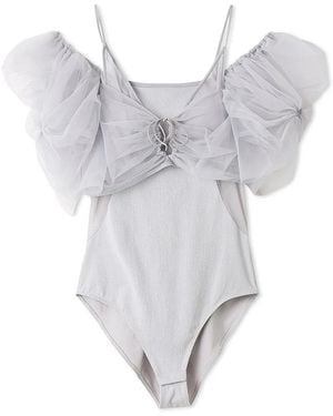 SNIDEL Chacott Statement Sleeve Bodysuit - Gray