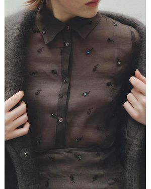 SNIDEL Embroidery Cropped Shirt - Black