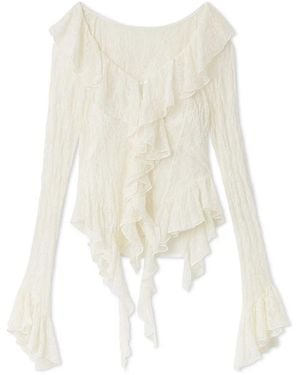 SNIDEL Cut Lace Ruffle Pullover - White