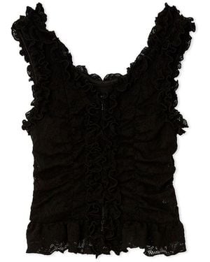 SNIDEL Cutwork Lace Frill Pullover - Black