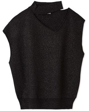 SNIDEL Sustaina Asymmetry Sleeveless Pullover - Black