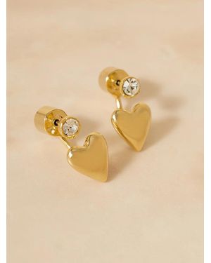 SNIDEL Heart Back Stud Earrings - Natural
