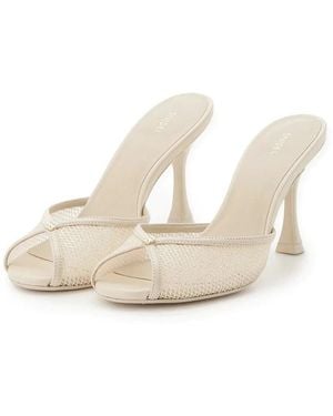 SNIDEL Slip-On Mesh Stiletto Heels - White