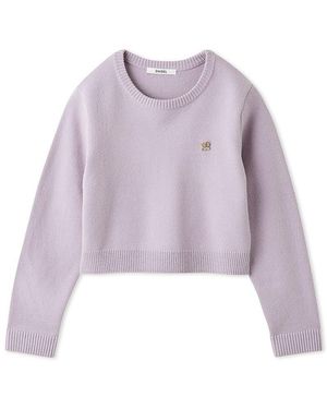 SNIDEL Casual Cropped Knit Sweater - Purple