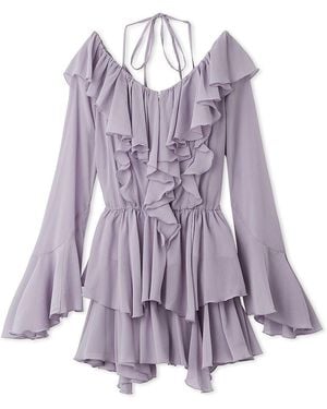 SNIDEL Chiffon Frill Mini Combo Dress - Purple