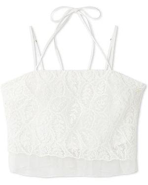 SNIDEL Elegant Lace Bralette Style Cropped Top - White