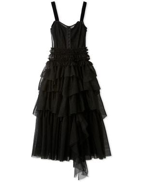 SNIDEL Tulle Tiered Volume Dress - Black