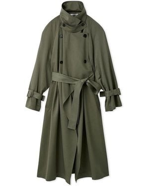 SNIDEL Sustainable Layered Cape Trench Coat - Green