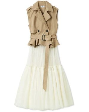 SNIDEL Trench Tulle Set Dress - White