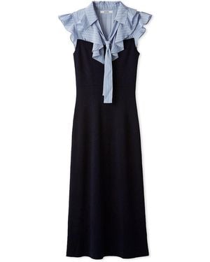SNIDEL Sustainable Frill Collar Layered Dress - Blue