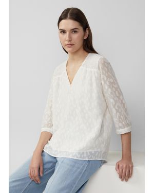 S.oliver Bluse aus Struktur-Chiffon im Relaxed Fit - Weiß