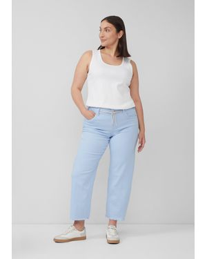 S.oliver Cropped-Jeans / Straight Fit / Mid Rise / Straight Leg / offener Saum - Blau