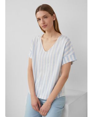 S.oliver T-Shirt im Fabricmix mit Leinenanteil - Weiß