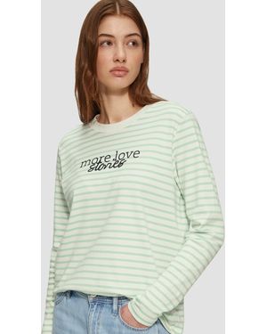 S.oliver Gestreiftes Langarmshirt im Relaxed Fit mit Artwork - Grün