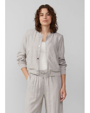 QS Leinenmix-Blouson mit Glitzerstreifen - Grau