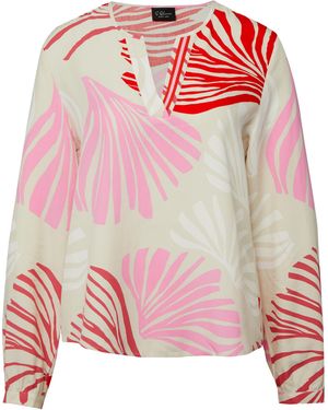 S.oliver Bluse Mit Tunika-Ausschnitt Und All-Over-Print - Pink