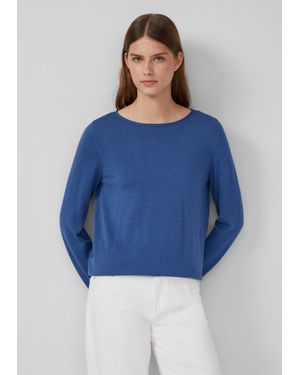 S.oliver Weicher Feinstrickpullover mit Rollkanten - Blau