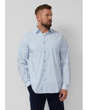 S.oliver Regular Fit: Hemd mit Allover-Print und Brusttasche - Blau