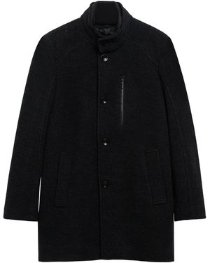 S.oliver Bouclé-Mantel Aus Wollmix Mit Herausnehmbarem Insert - Schwarz