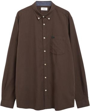 S.oliver Regular Fit: Fein Strukturiertes Hemd Mit Button-Down-Kragen - Braun