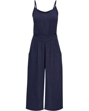 S.oliver Wide Leg Strand-Jumpsuit Aus Reiner Viskose - Blau