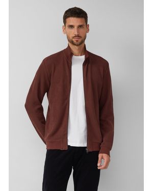 S.oliver Strukturierte Sweatshirtjacke mit Stehkragen - Braun