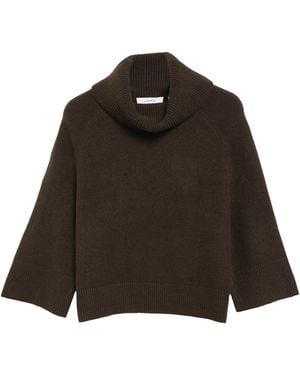 Comma, Poncho-Pullover Mit Weitem Kragen - Braun