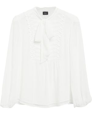 S.oliver Chiffonbluse Mit Schluppe Und Applikation - Weiß