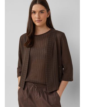 S.oliver Sommerlicher Cardigan im Relaxed Fit mit 3/4-Ärmeln - Braun
