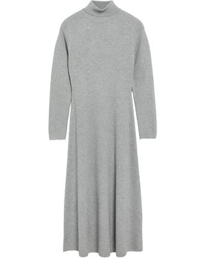 Comma, Strickkleid Mit Rollkragen Und Ausgestelltem Saum - Grau